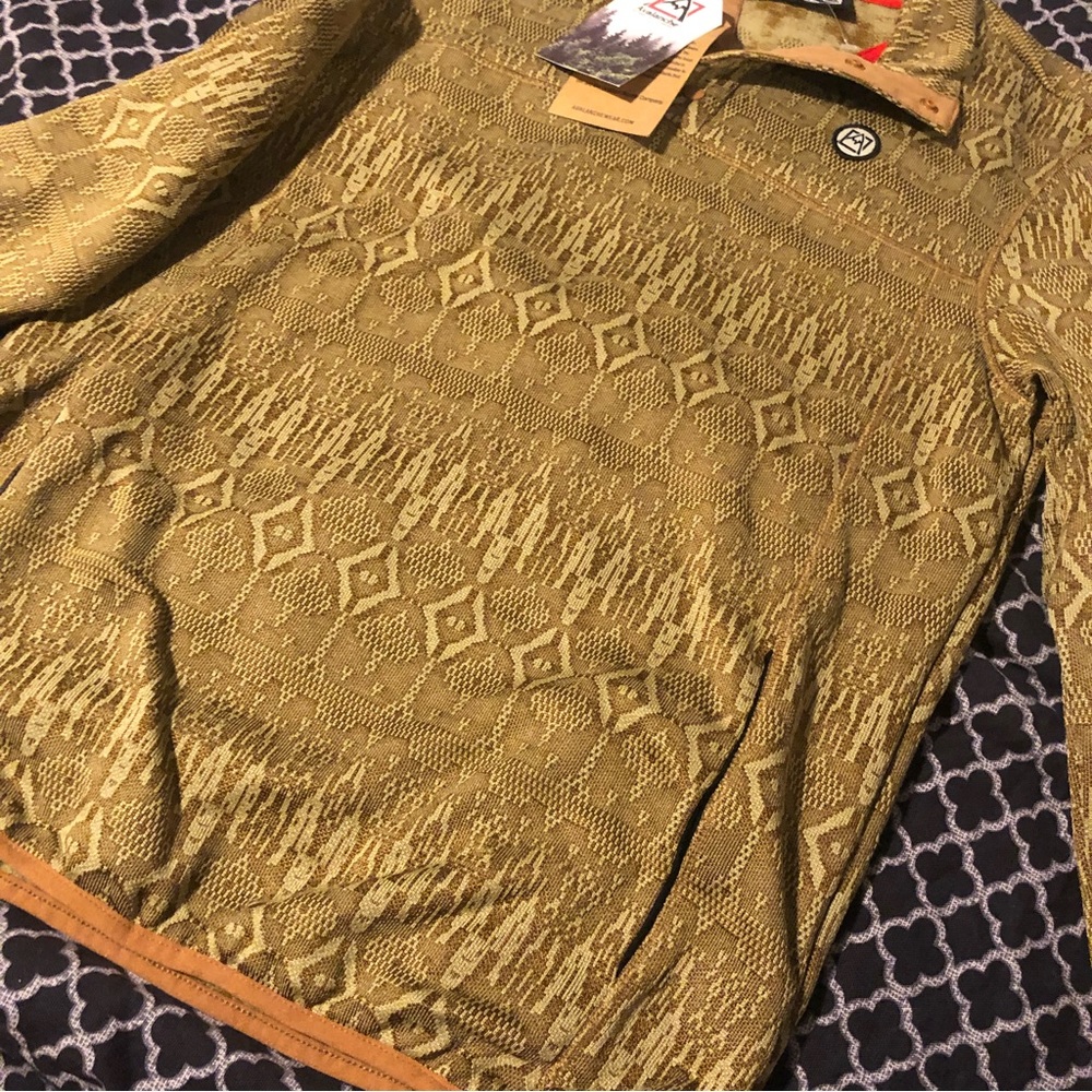 Avalanche Brown And Tan Button Up Long Sleeve Shirt Size Small Aztec CAM142SD - Picture 3 of 9